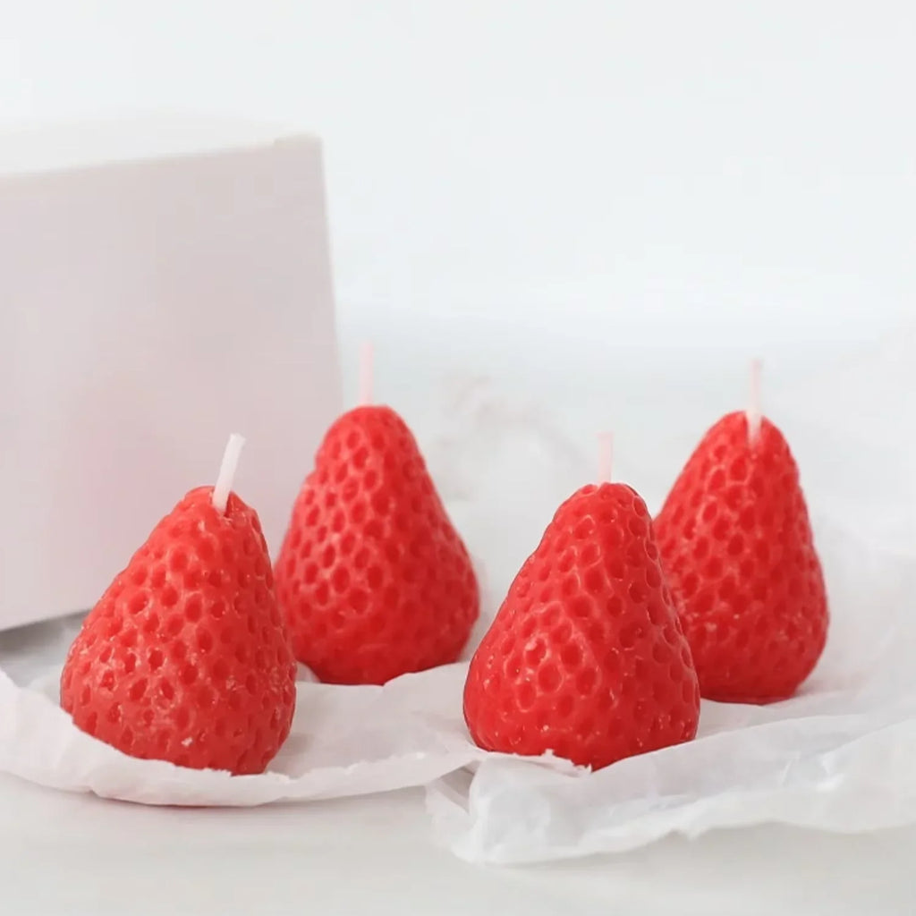 Strawberries-Shaped Aromatherapy Candles – Scented Event Candles | شموع عطرية بشكل فراولة، شموع معطرة للمناسبات