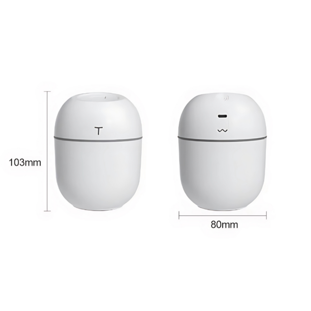 220ML Portable Mini Air Humidifier & Aroma Diffuser with Ultrasonic Mist and LED Night Light  مرطب هواء صغير محمول بسعة 220 مل مع ضباب فائق النعومة وإضاءة LED