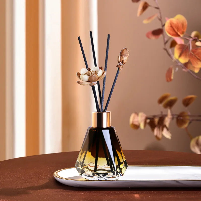موزع عطري ريد 80مل مع زهور مجففة للمنزل والمكتب، رائحة طبيعية تدوم طويلاً | 80ml Reed Diffuser with Dried Flowers, Long-Lasting Natural Aroma for Home & Office