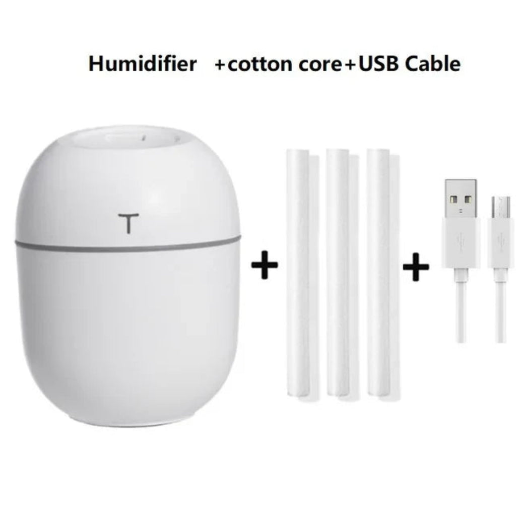 220ML Portable Mini Air Humidifier & Aroma Diffuser with Ultrasonic Mist and LED Night Light  مرطب هواء صغير محمول بسعة 220 مل مع ضباب فائق النعومة وإضاءة LED