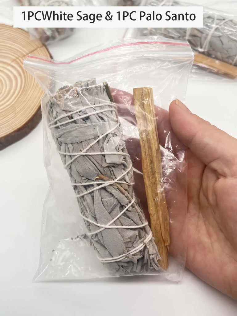 بخور الميرمية البيضاء والأعشاب للتأمل، خشب Palo Santo المقدس، حزم مربوطة يدويًا، تنقية الطاقة، توازن الهالة، التأمل، اليوغا، طقوس روحانية | White Sage & Grass Meditation Incense, Sacred Palo Santo Wood, Hand-Tied Bundles, Energy Purification, Aura Balance, Meditation, Yoga, Spiritual Rituals