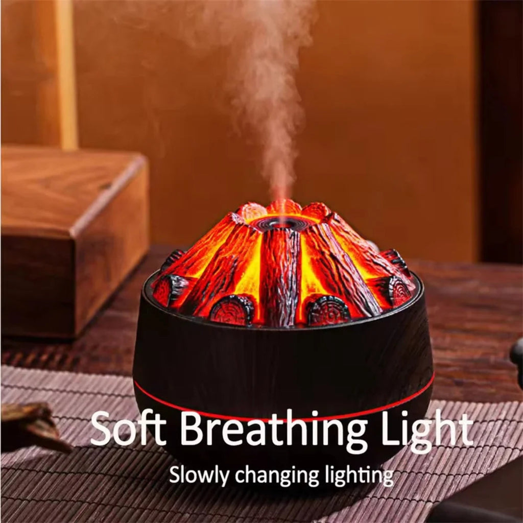 Charcoal Flame Ultrasonic Aroma Humidifier – 300ML Essential Oil Diffuser | مرطب هواء بتصميم لهب الفحم، 300 مل مع ناشر زيوت أساسية