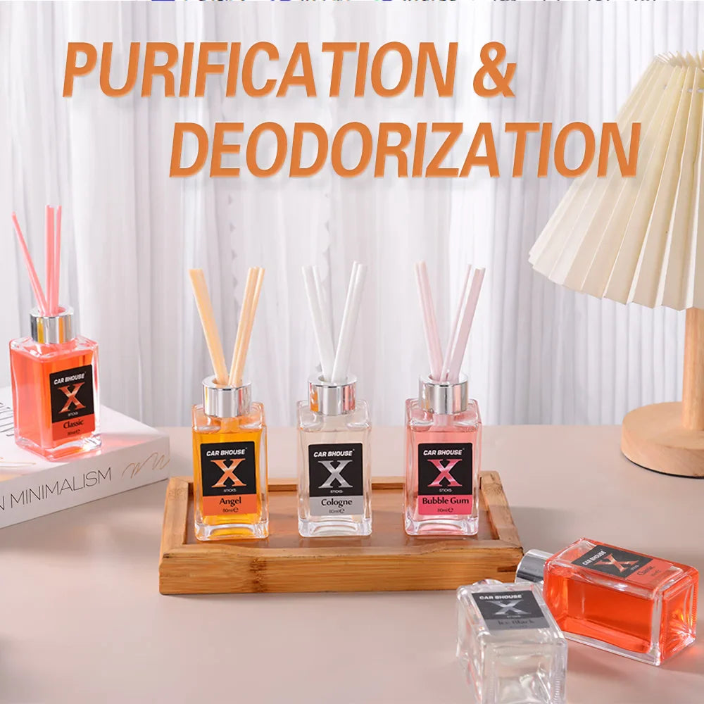 معطر سيارة 80مل، أعواد رتان طبيعية، زيوت عطرية، رائحة منعشة للسيارة، لوحة القيادة، حامل الأكواب، تحسين تجربة القيادة | 80ML Car Aromatherapy Freshener, Natural Rattan Sticks, Essential Oils, Fresh Car Fragrance, Dashboard, Cup Holder, Driving Comfort