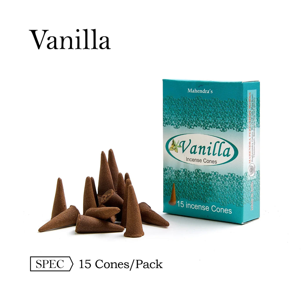 Premium Indian incense cones – 6 luxurious scents

Incense cones for meditation, relaxation, and home fragrance

White Musk, Vanilla, Sandalwood, Lavender, Jasmine, Patchouli incense cones