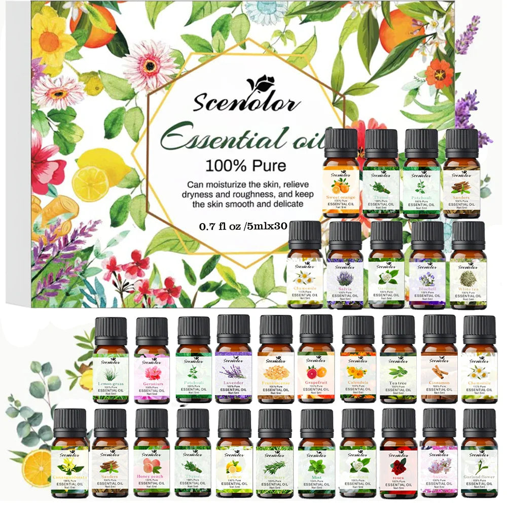 30-piece natural essential oils set – 100% pure therapeutic grade

Essential oils gift set for aromatherapy, massage, and self-care

Compact 10ml plant-based essential oils for home and wellness