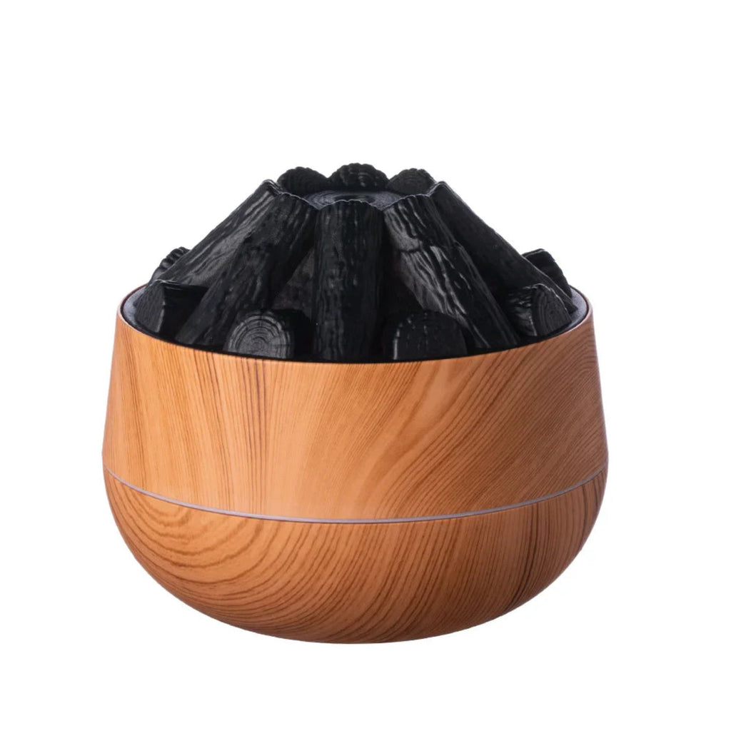 Charcoal Flame Ultrasonic Aroma Humidifier – 300ML Essential Oil Diffuser  مرطب هواء بتصميم لهب الفحم، 300 مل مع ناشر زيوت أساسية