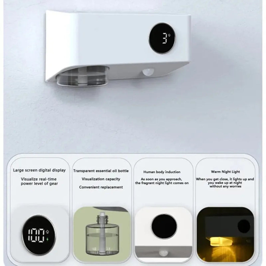 Smart Induction Aromatherapy Machine – Wall-Mounted Automatic Essential Oil Diffuser  جهاز ناشر العطور الذكي بالاستشعار، ناشر زيت عطري أوتوماتيكي معلق على الحائط