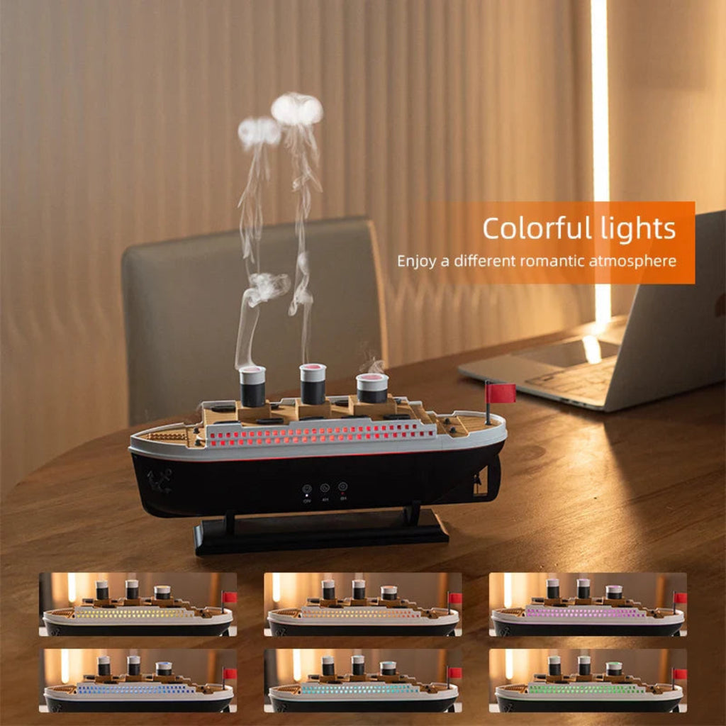Luxury Ocean Liner Electric Aroma Air Humidifier – Cruise Ship Design | مرطب هواء كهربائي مع ناشر عطور فاخر بتصميم السفينة البحرية